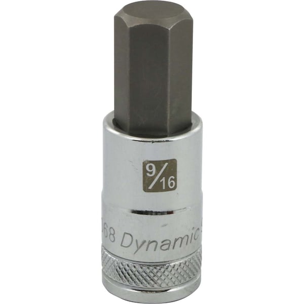 Tools 1/2"Dr SAE Hex Head, 9/16" Bit Standard Length, Chrome Socket